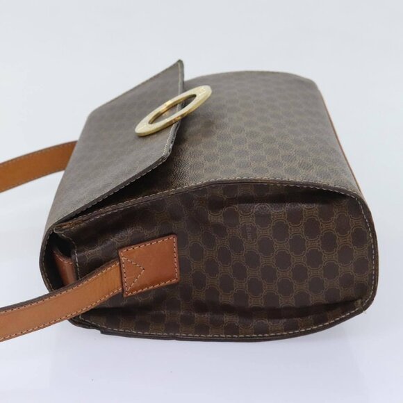 CELINE Macadam Canvas Shoulder Bag PVC Leather Brown Auth 89824 - Picture 4 of 16